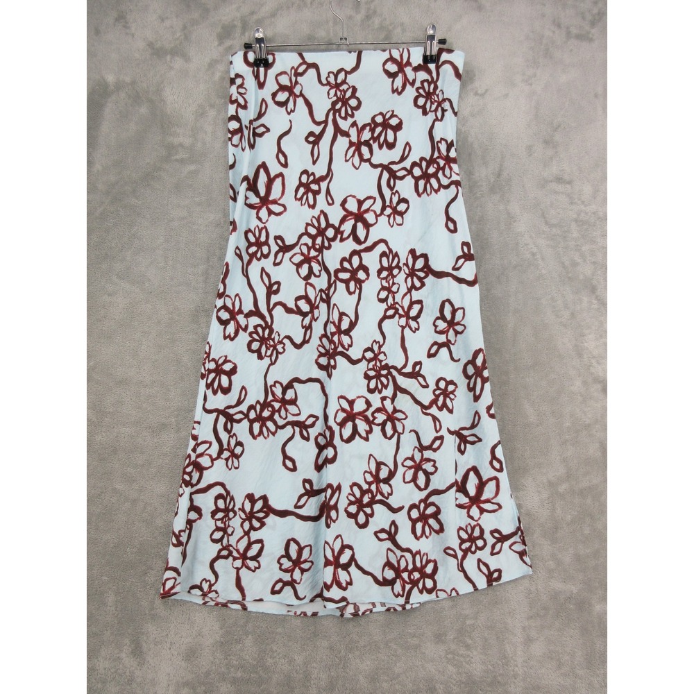 Madewell Skirt Womens Size 6 Midi Floral Side Slit Boho Feminine Romantic Blue